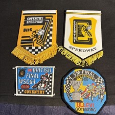  Speedway 1980’s Sew On Patches x 2 & 2 x small banners Collectable 