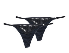 M&S Black Lace & Satin Thong – 2 Pack