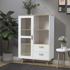 Kitchen Dresser Cabinet Tall Pantry Unit Glass Display Storage Cupboard Bookcase