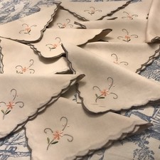 10 vintage table napkins ecru