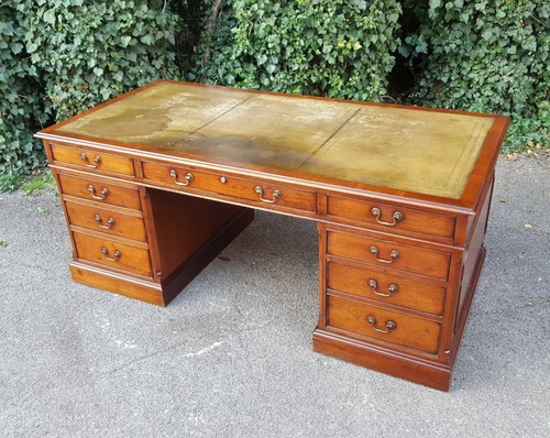 Antique mahogany pedestal desk - antique,
