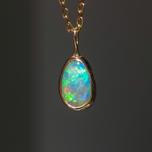 14k gold solid opal - solid, pendant