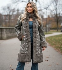 Unique Vintage 90s Y2K Embroidered Afghan Coat Penny Lane 12 Faux Fur Hippie