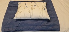 Filled cotton Embroidered Cushion & Bed Runner in blue