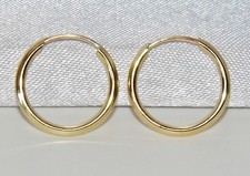 9CT GOLD 12mm SLEEPER HOOP EARRINGS - 375 - SOLID 9K GOLD