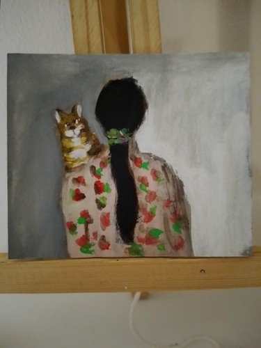 Cat painting vintage - cat,