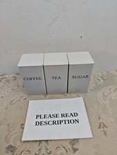 ASelected Tea Coffee Sugar Canisters 3 Piece Metal Food Storage Jars (READ)