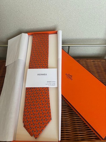 Hermes 100 silk tie - 100%, orange