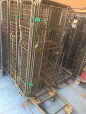4 sided Heavy Duty  Deep Large roll cage with wheels Warehouse Trolley Cage-Used
