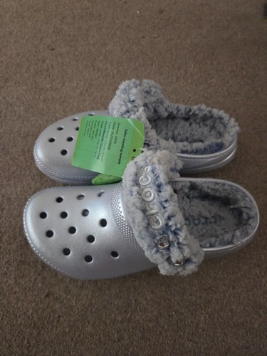 Fluffy crocs shiny pale - shiny, blue