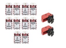2 X MCB Lock Off Device.   5 X Lockout Tag Danger