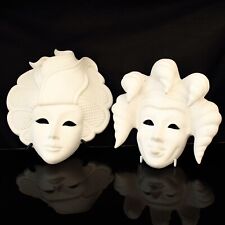 Venetian Carnival Masks Pair Unglazed White
