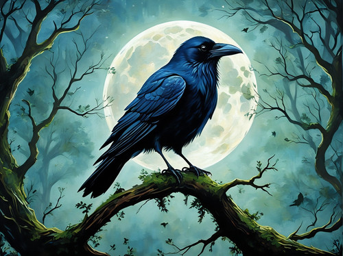 Raven woods bird greeting - bird,