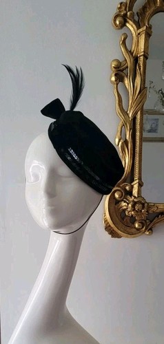 Vintage black sequin - black, velvet