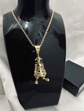 Gold Clown Pendant Charm  And 18" Rope Necklace.
