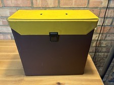 Vintage leather record box - vintage,