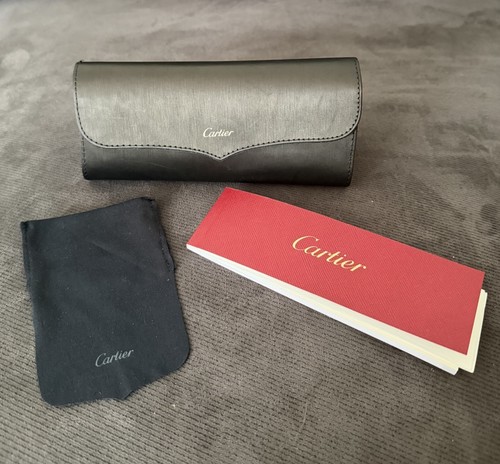 Cartier black leather eyewear - black,