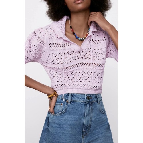 Zara lavender pointelle knit - zara,