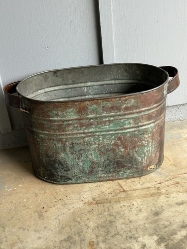 Large antique planter copper - large,