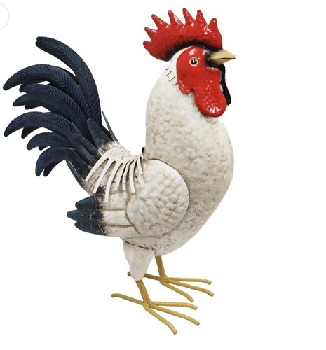 Large white metal cockerel - large,