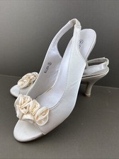Sweetsuede Women's Cream, High Stiletto Heel Wedding Event Satin Feel Shoes UK 6
