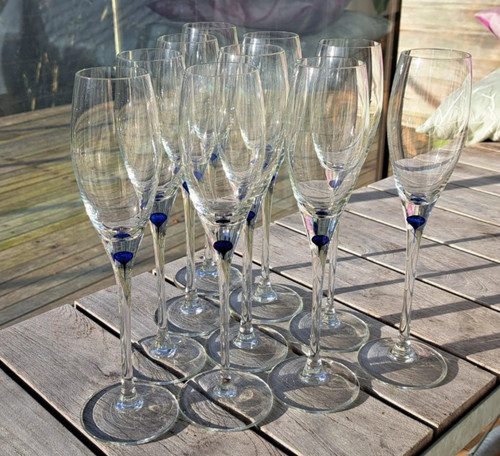 Art glass champagne flutes - glass,