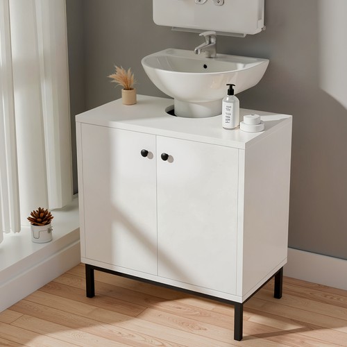 White bathroom sink - bathroom, cabinet