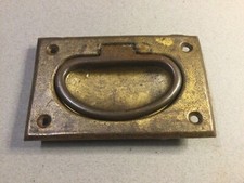 Antique Brass Drawer / chest Cupboard Flush Brass Handle Recessed  Salvaged