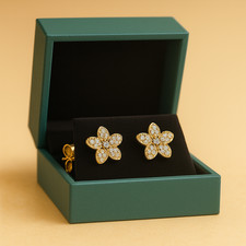 9ct gold  stud earrings  flower design 10 mm pair in a Luxury Gift box