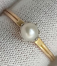 Antique 18ct gold 4.6 mm pearl ring 1.87 grams size P 1/2