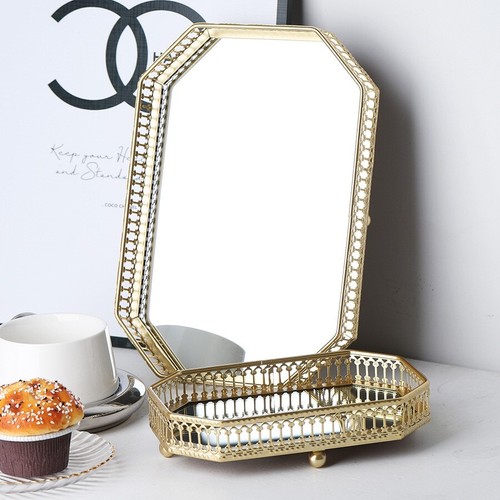 Large gold metal mirror - gold,