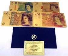 Gold foil bank notes full - notes, set