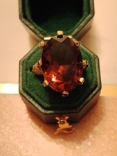 Sarah Coventry Cocktail Ring Smokey Quartz Stone Vintage Adjustable