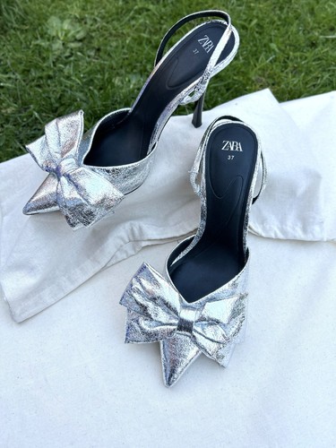 Zara silver metallic slingback - zara,