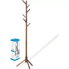 Zober High-Grade Vintage Wood Tree Coat Rack Stand - 6 Hooks, 3 Adjustable Sizes
