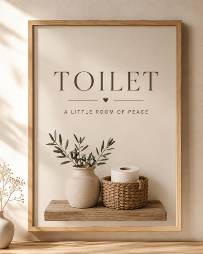 Toilet wall art print neutral - wall,