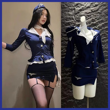 Women’s Sexy Airline Stewardess Cosplay – Air Hostess Costume for Halloween & Pa