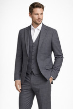 Grey Check 3 Piece Suit Wool