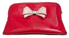 Ted Baker Red Shiny  Curved Bow Small Wash  Bag Pre Owned