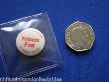 Golden Wonder Princess P'nut - white  pin badge   1960s