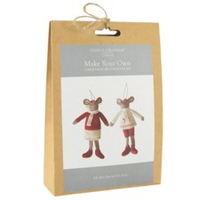 Boy & Girl Mice Hangers | Complete Christmas Sewing & Craft Kit | 24cm Tall