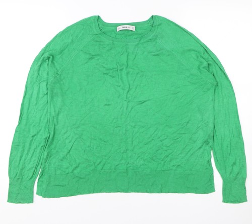 Zara women green knit pullover - women,