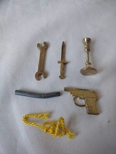 Cluedo - Set of 6 Weapons Gold metal - Genuine Spare Parts Waddingtons Vintage 
