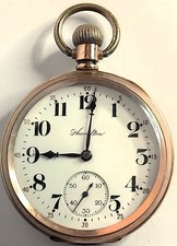 ?⭐MAJESTIC, GOLD PLATED HAMILTON, GR:974, 16s, 17Js OPEN FACE POCKET WATCH,FWO⭐