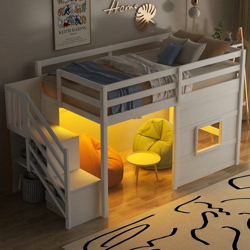 Twin size loft bed with - twin,