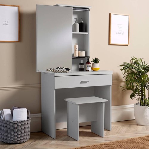 Grey dressing table set - grey,