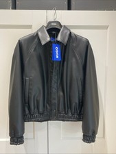 HUGO BOSS WOMAN FALEA 1, Faux Leather BOMBER JACKET BLACK SZ 10/12 BNWT RRP £289