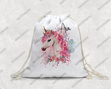 Pink Unicorn Personalised Drawstring bag I Gift for girl I Gift for boy I PE