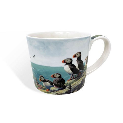Puffins roosting china mug - roosting, |