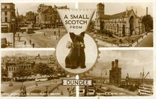 RPPC Vintage Postcard Dundee Landmarks Scotland Terrier